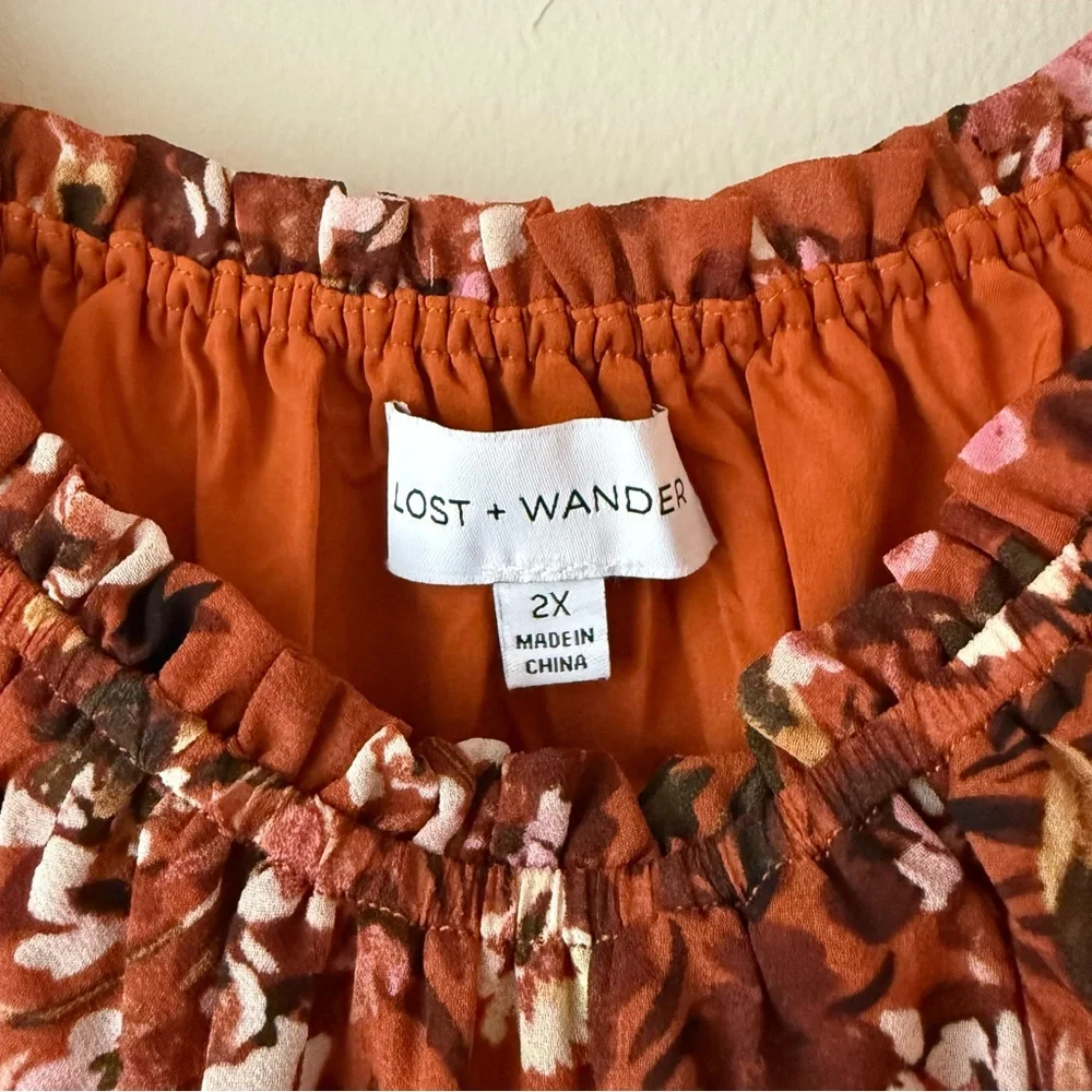 Floral Rust Blouse - Picture 2 of 5